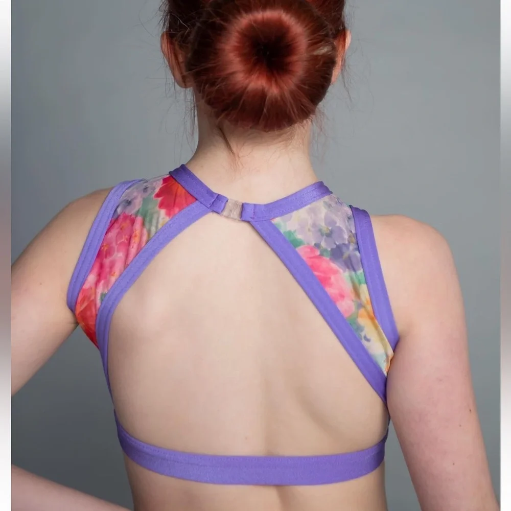 💜Details Dancewear 2 piece set from the Wild Orchid Collection, Lavender Floral
